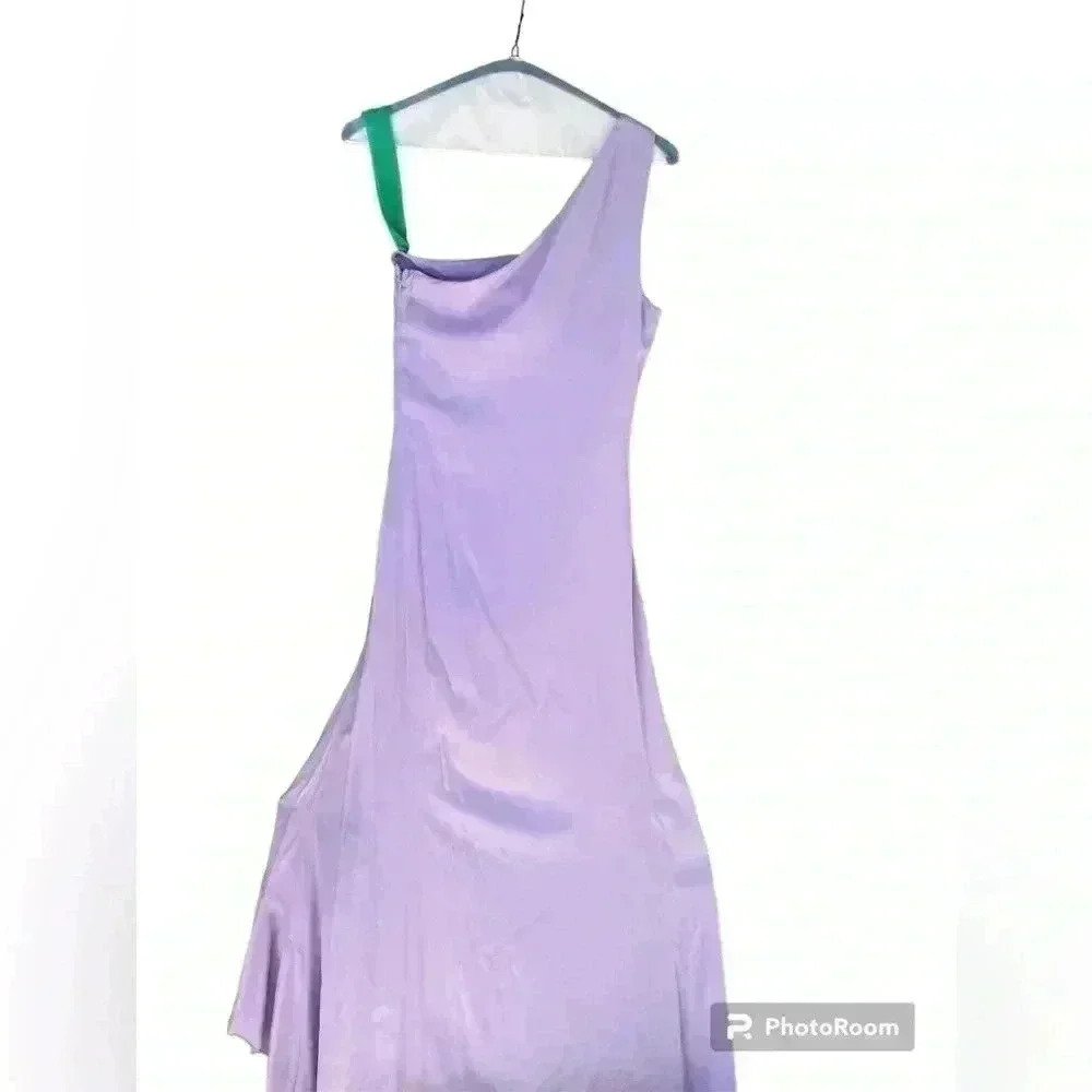 SHEIN Belle One Shoulder Twist Asymmetric Ruffle Hem Dress purple size M - Picture 10 of 12